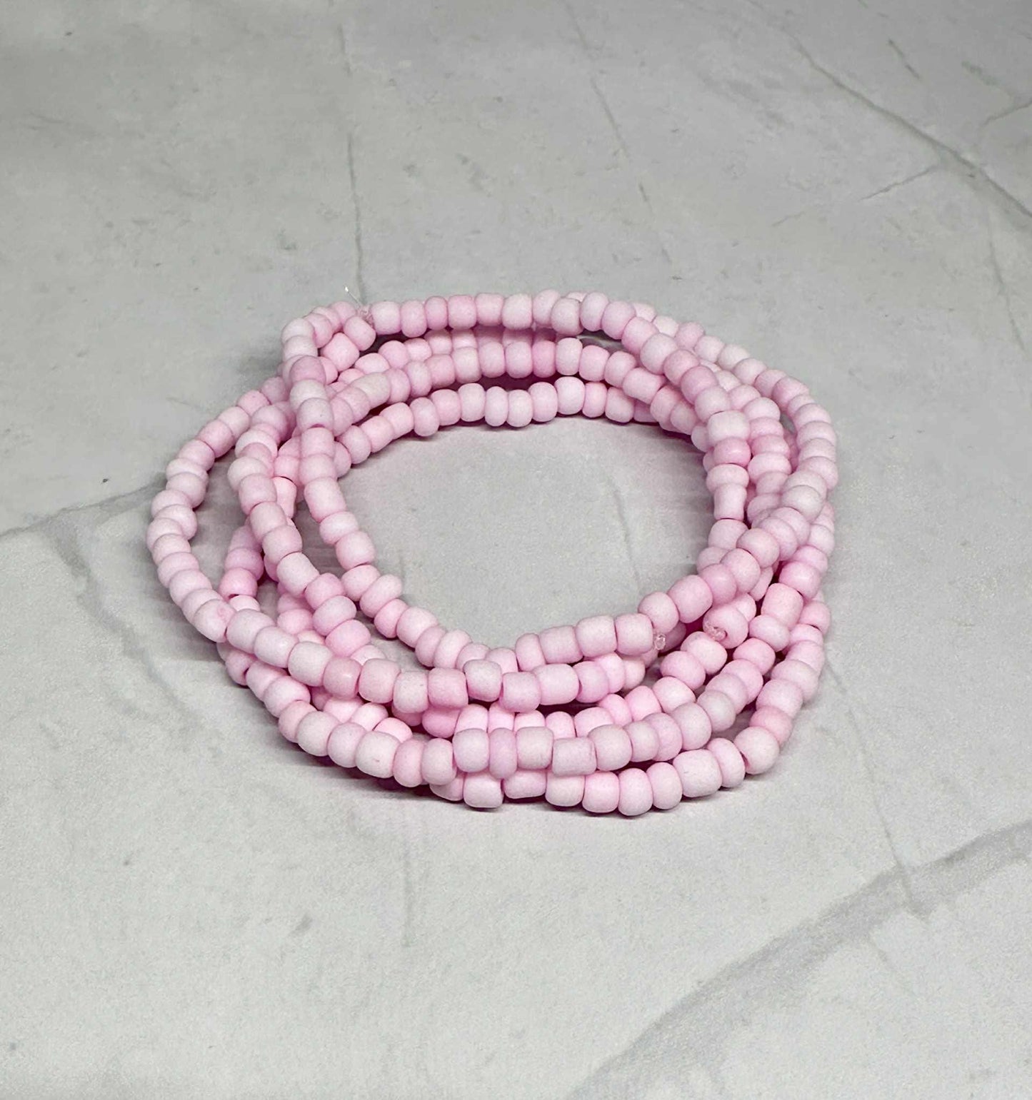 Single Strand Pink Matte Seed Bead Stretch Bracelet