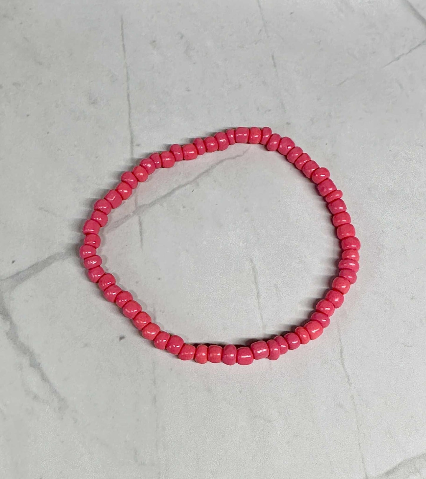 Single Strand Coral Seed Bead Stretch Bracelet