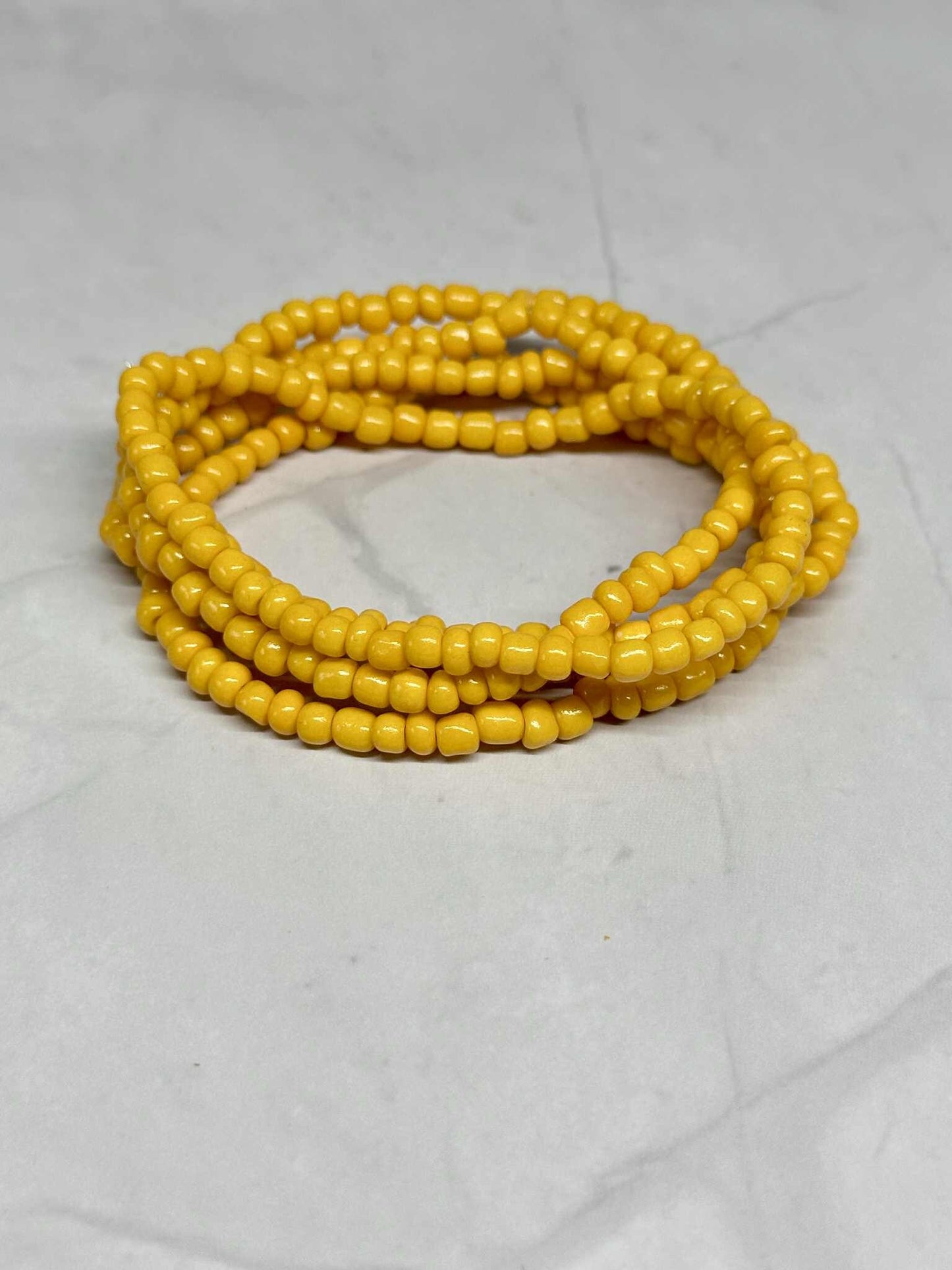 Single Strand Sun Yellow Seed Bead Stretch Bracelet