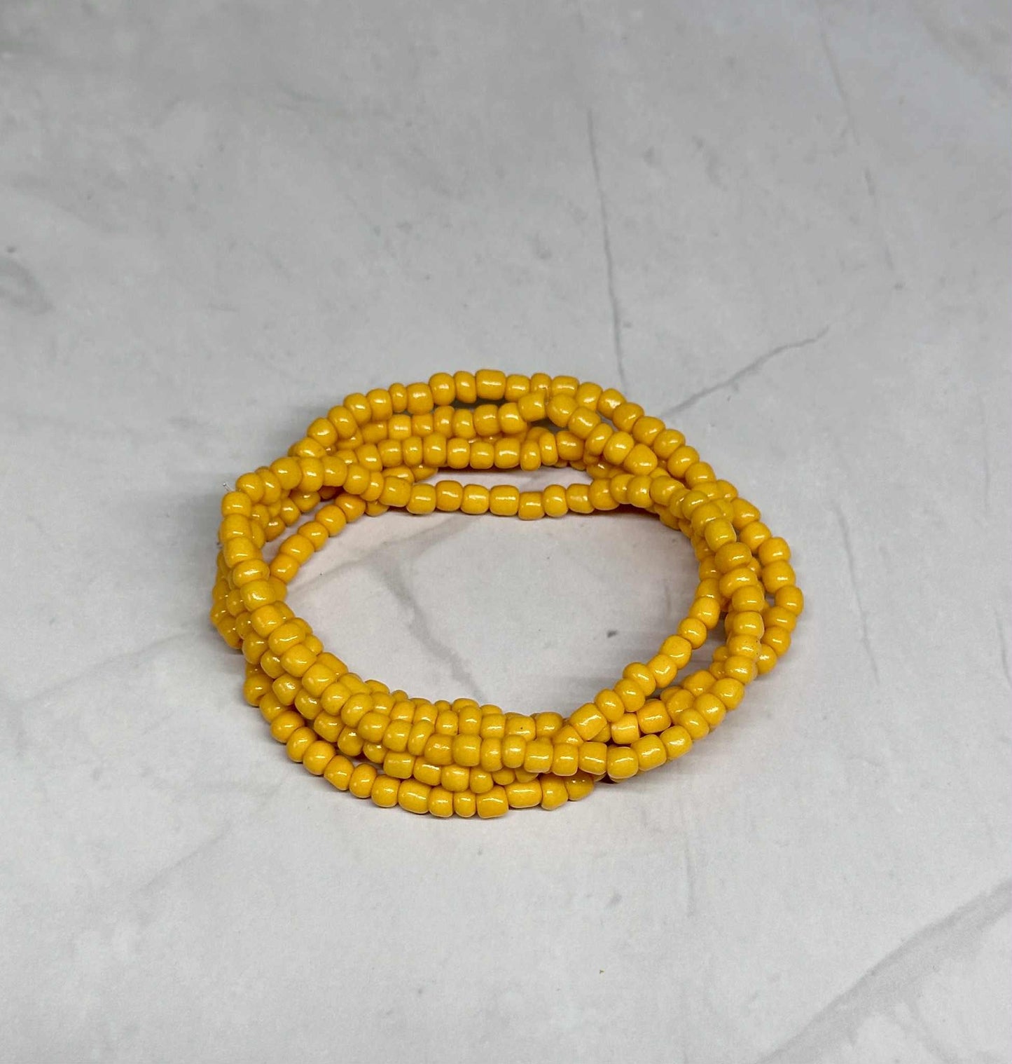 Single Strand Sun Yellow Seed Bead Stretch Bracelet