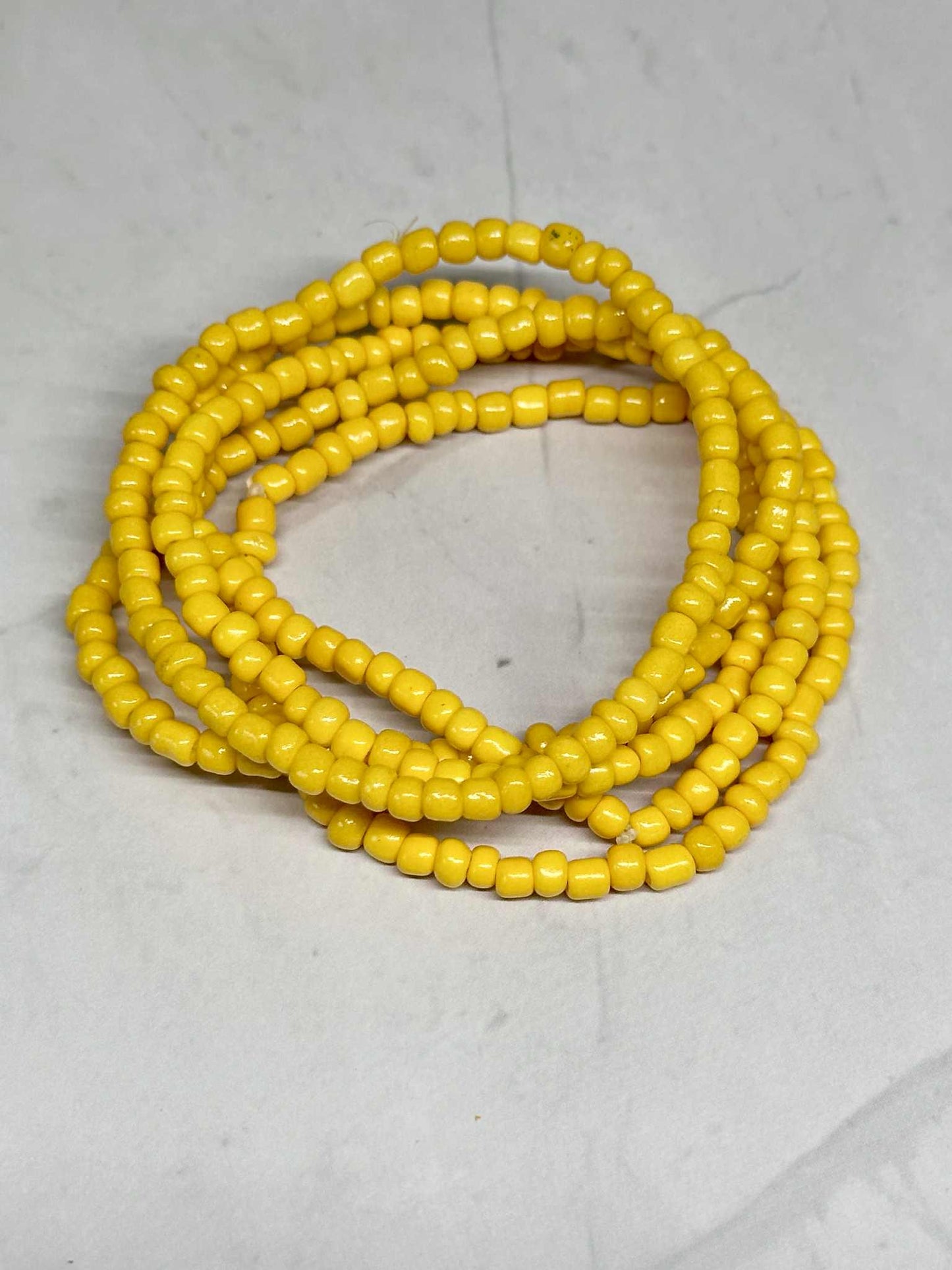 Single Strand Yellow Seed Bead Stretch Bracelet