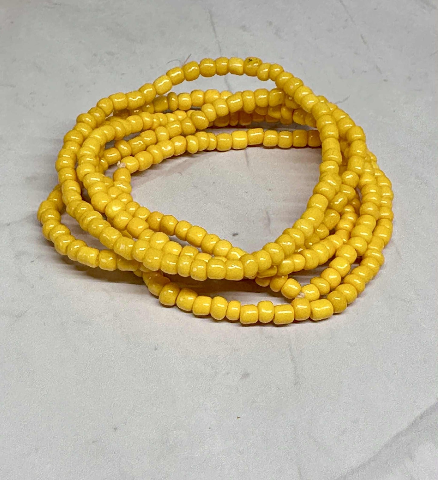 Single Strand Yellow Seed Bead Stretch Bracelet