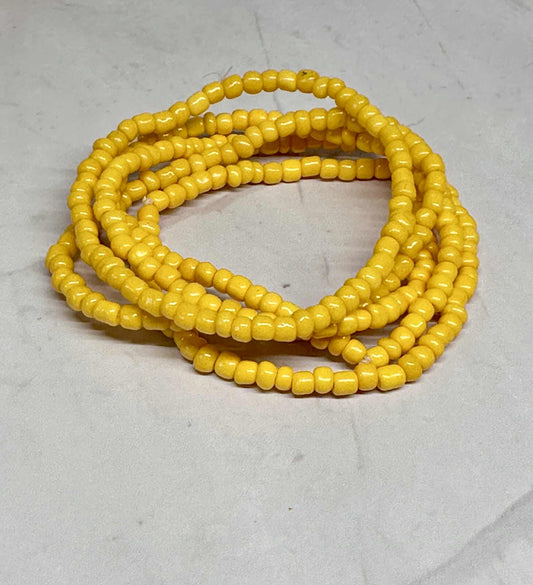 Single Strand Yellow Seed Bead Stretch Bracelet