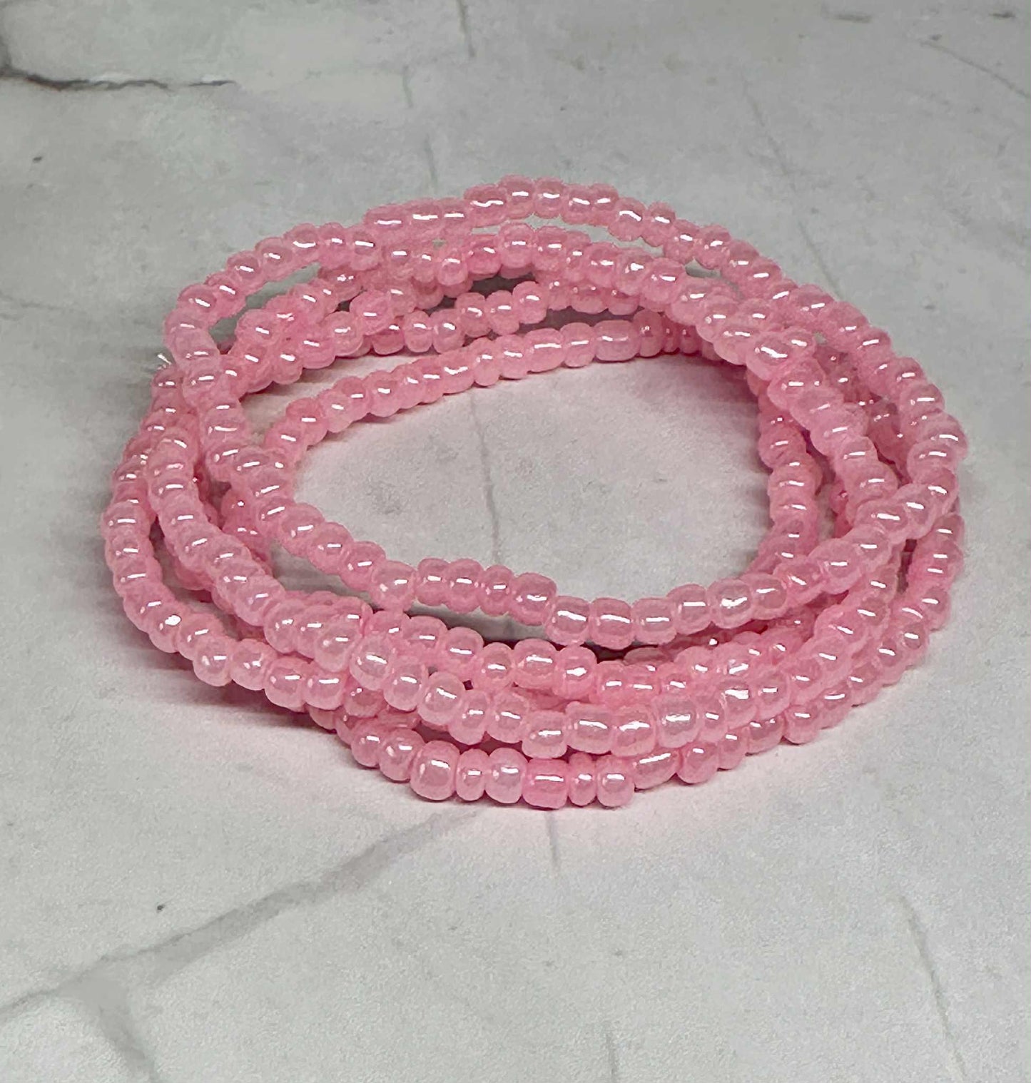 Single Strand Pink Seed Bead Stretch Bracelet