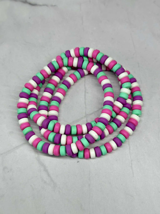 Single Strand Chunky Clay Beaded Stretch Bracelet