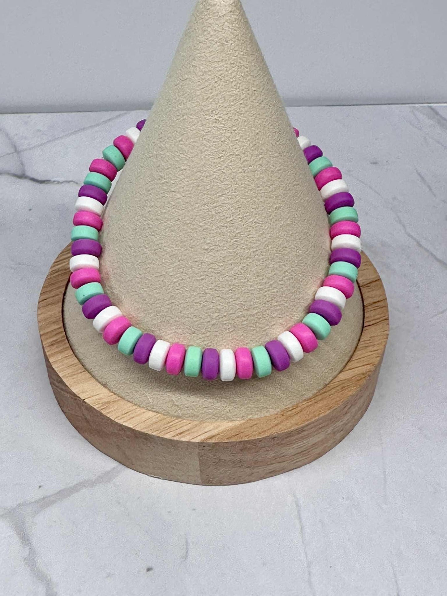 Single Strand Chunky Clay Beaded Stretch Bracelet