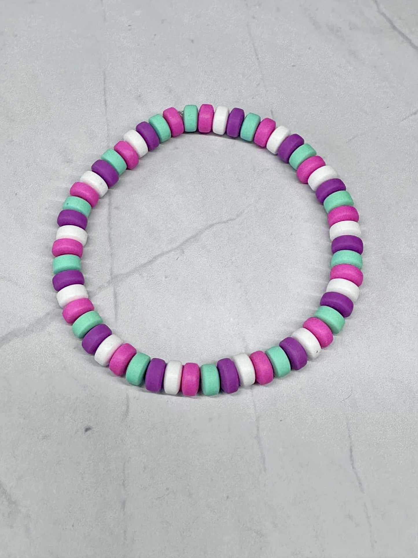 Single Strand Chunky Clay Beaded Stretch Bracelet