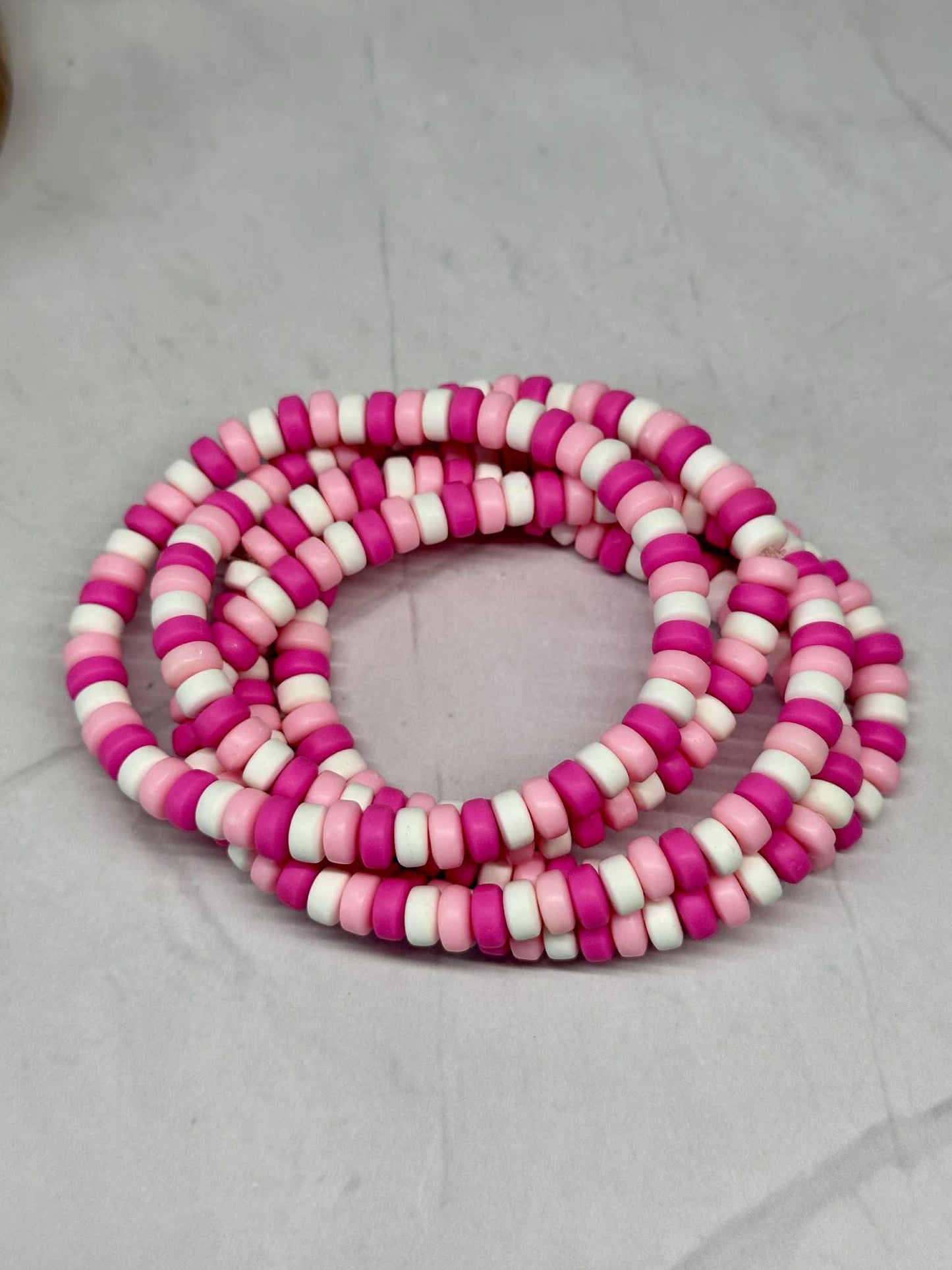 Single Strand Chunky Clay Beaded Stretch Bracelet