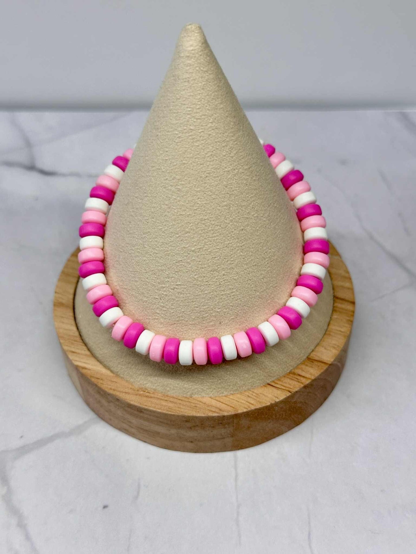 Single Strand Chunky Clay Beaded Stretch Bracelet