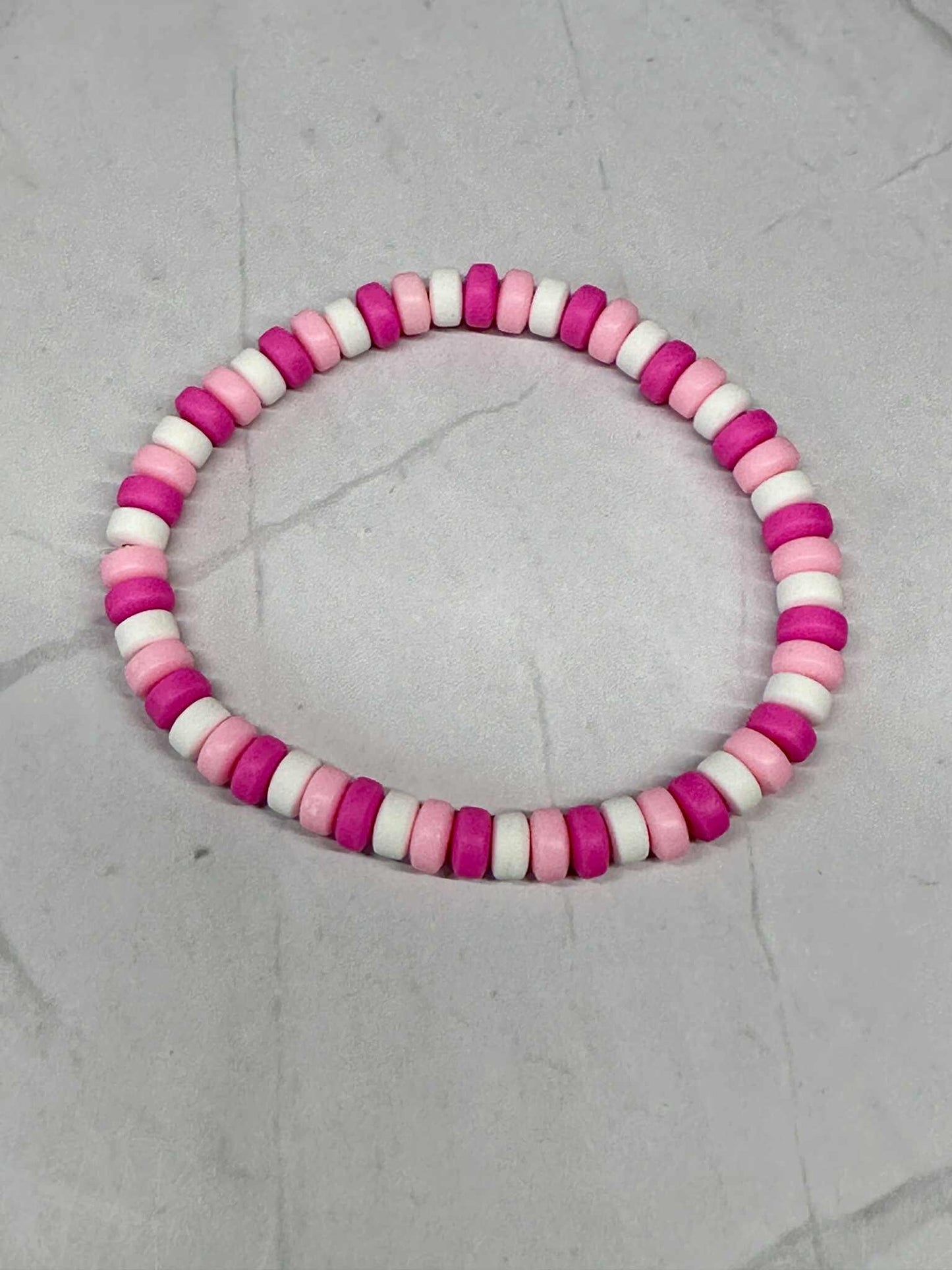 Single Strand Chunky Clay Beaded Stretch Bracelet