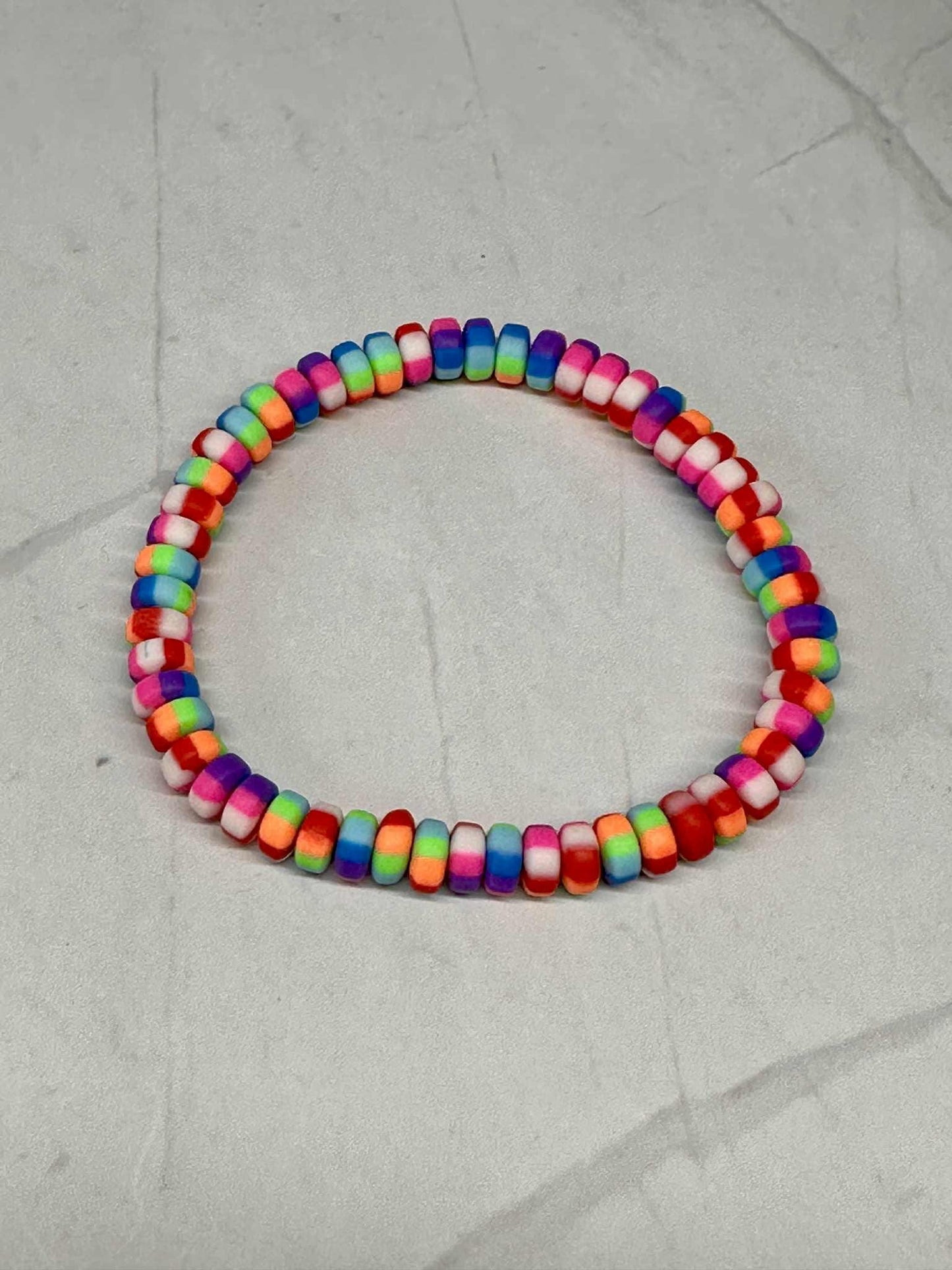 Single Strand Chunky Clay Beaded Stretch Bracelet