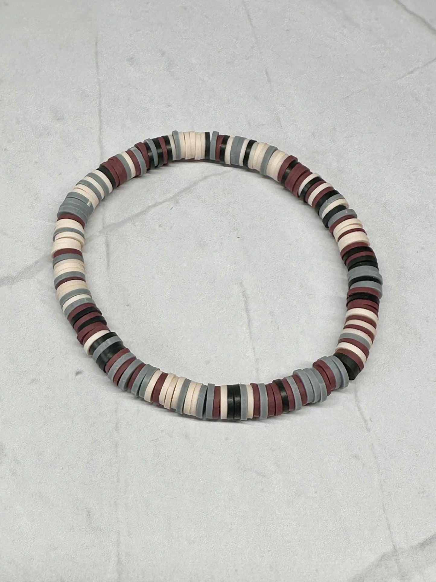 Single Strand Ivory Eclipse Clay Stretch Bracelet