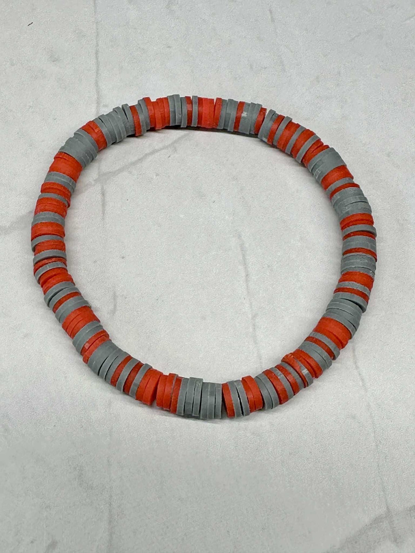 Single Strand Iron Flame Clay Stretch Bracelet