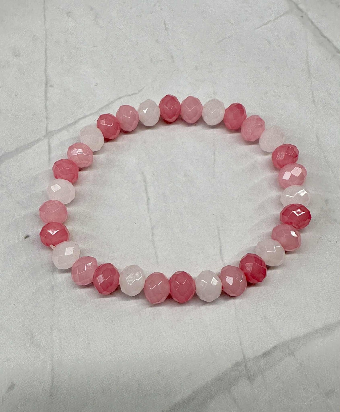 Single Strand Pink Glass Beaded Stretch Bracelet