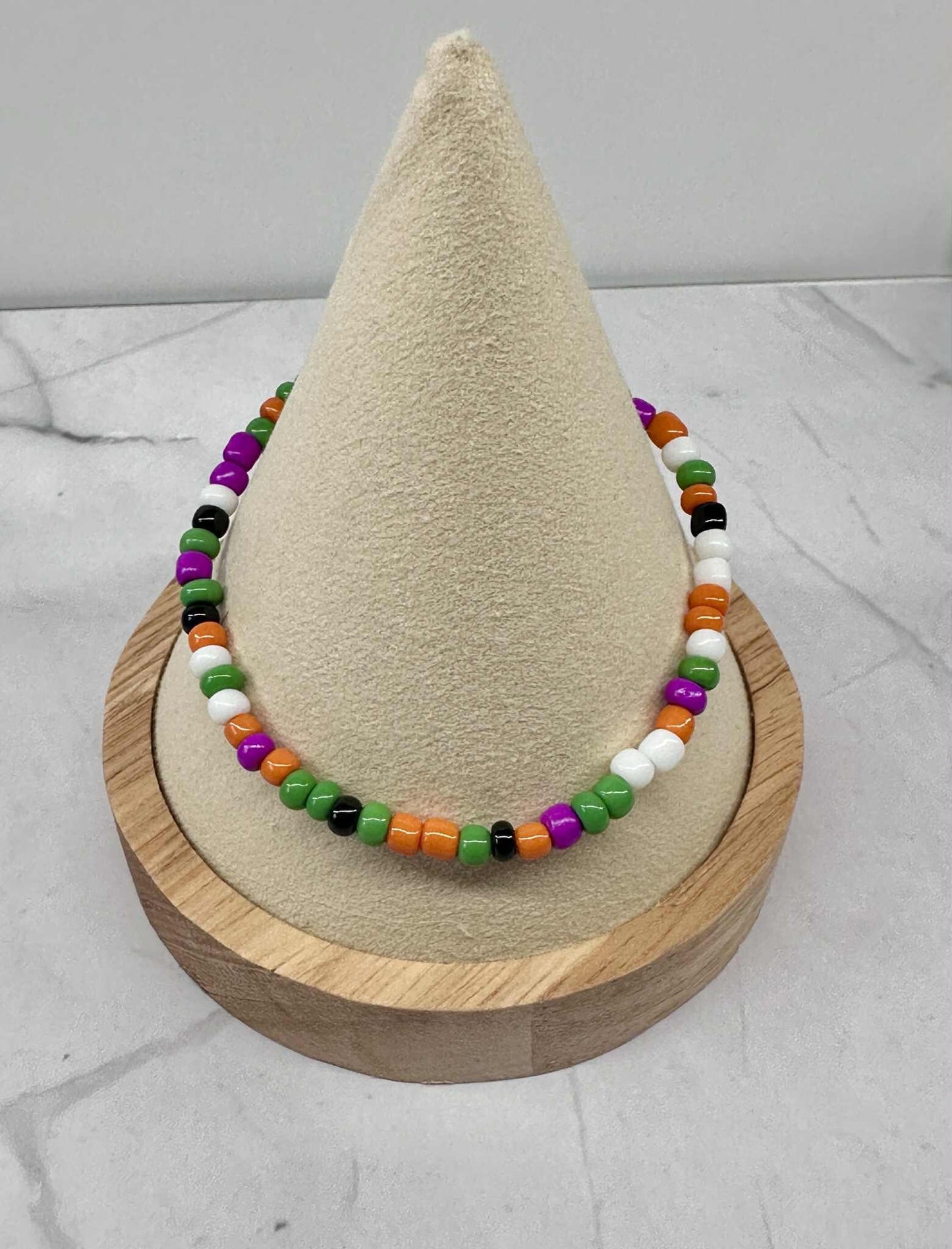 Single Strand Halloween Seed Bead Bracelet
