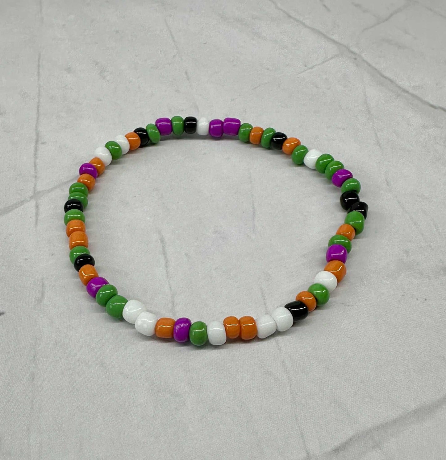 Single Strand Halloween Seed Bead Bracelet