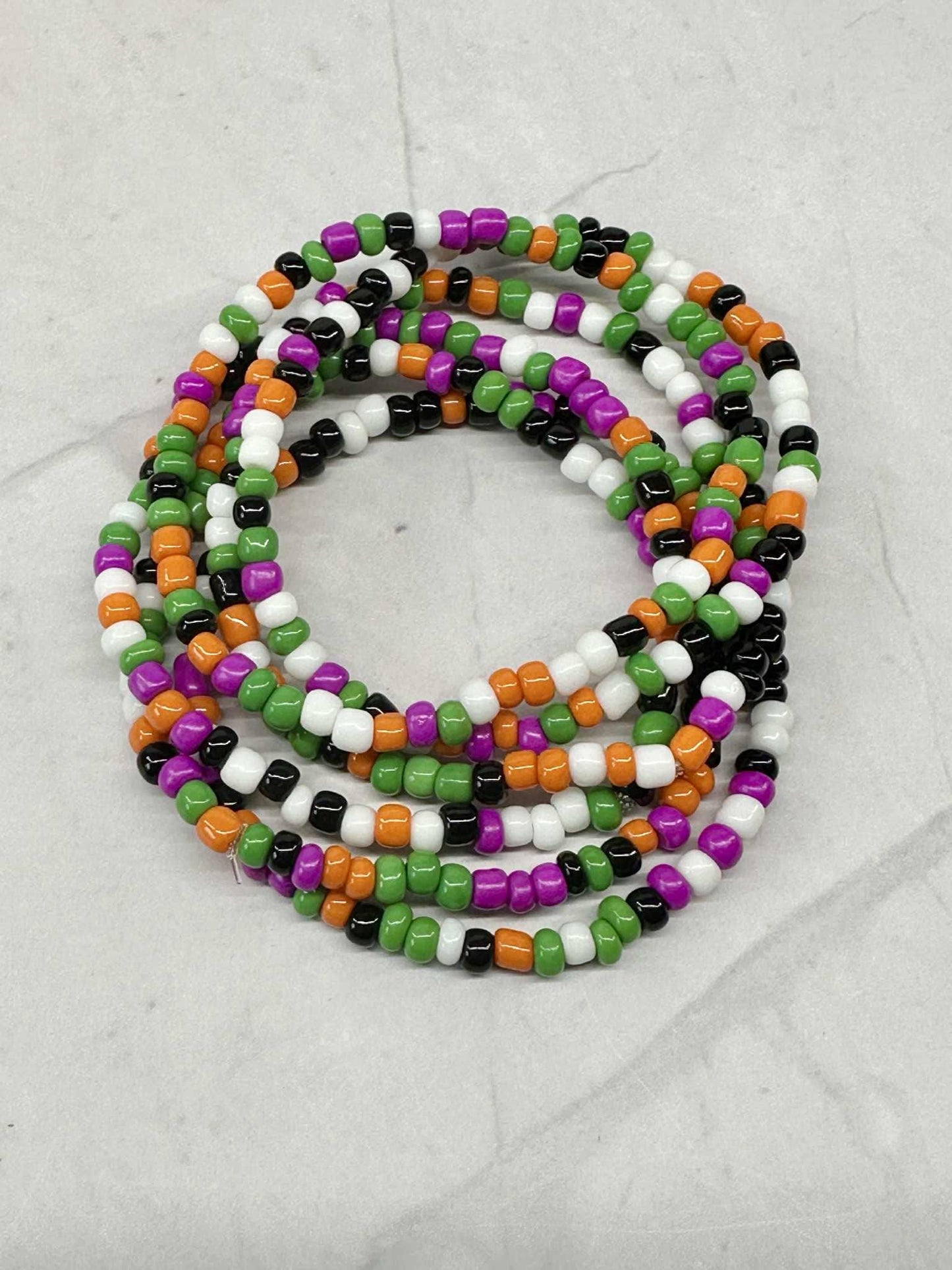 Single Strand Halloween Seed Bead Bracelet