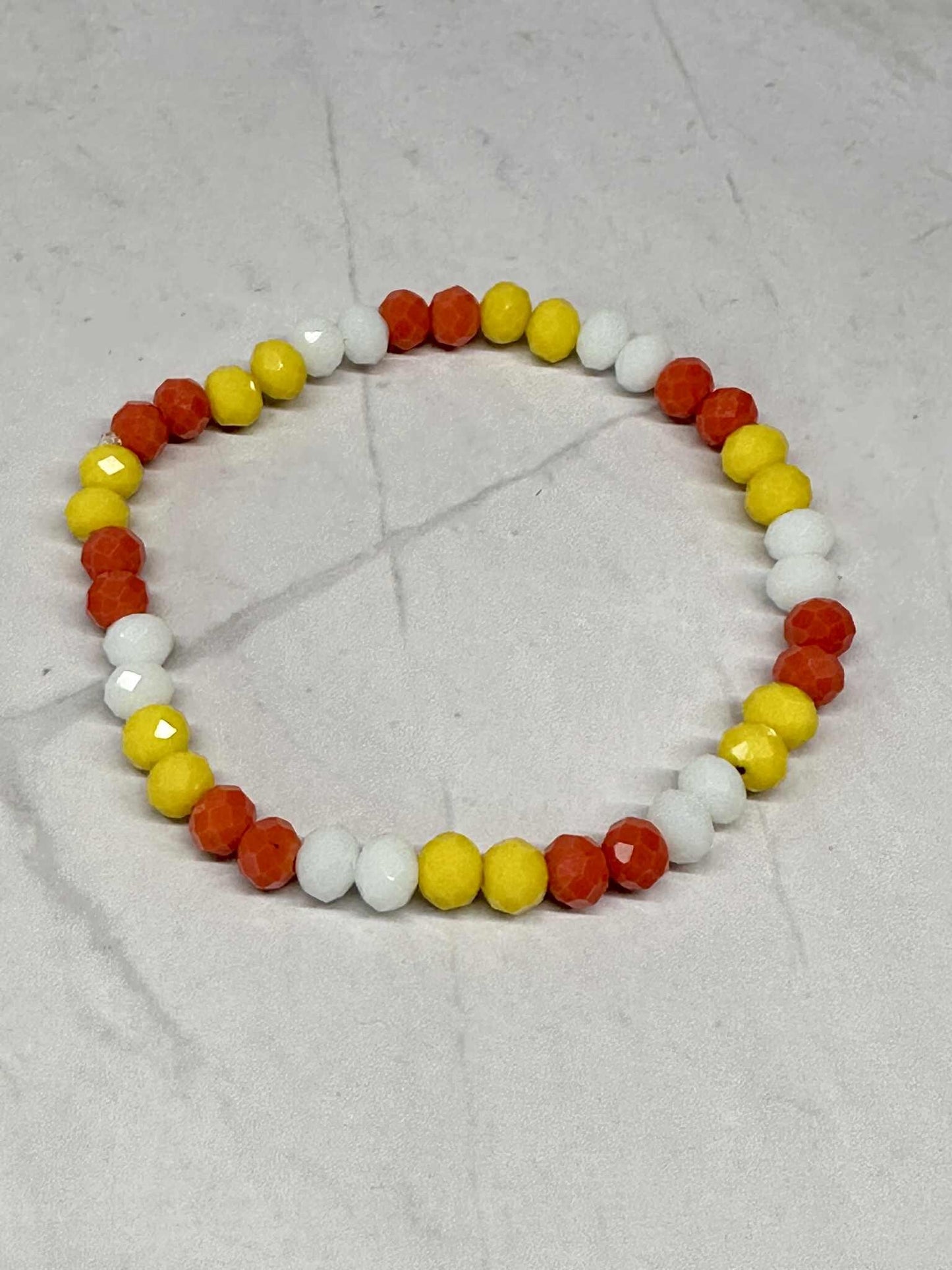 Single Strand Candy Corn Colors Faceted Beaded Stretch Bracelet