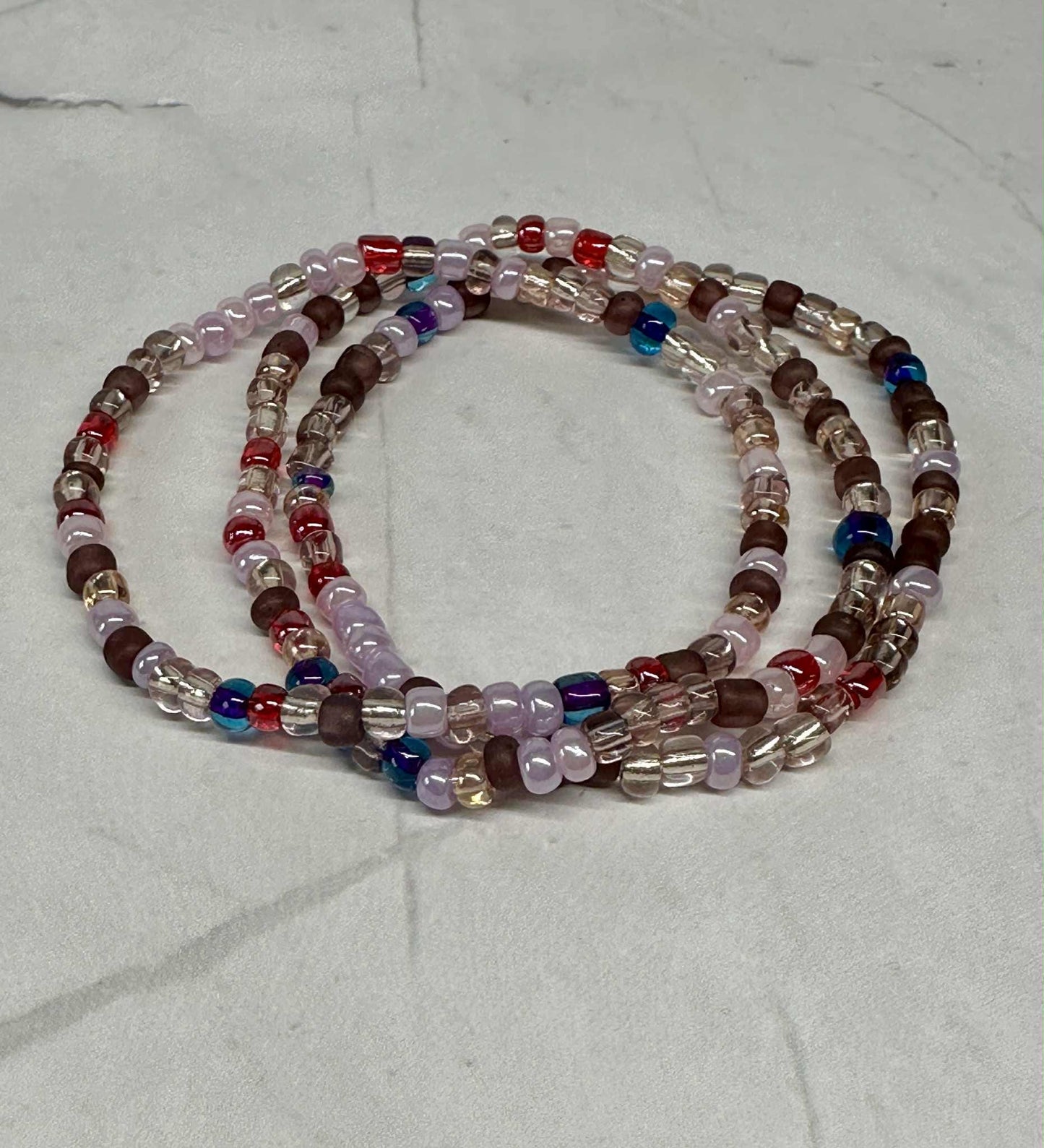 Single Strand Multi Berry Glass Seed Bead Bracelet