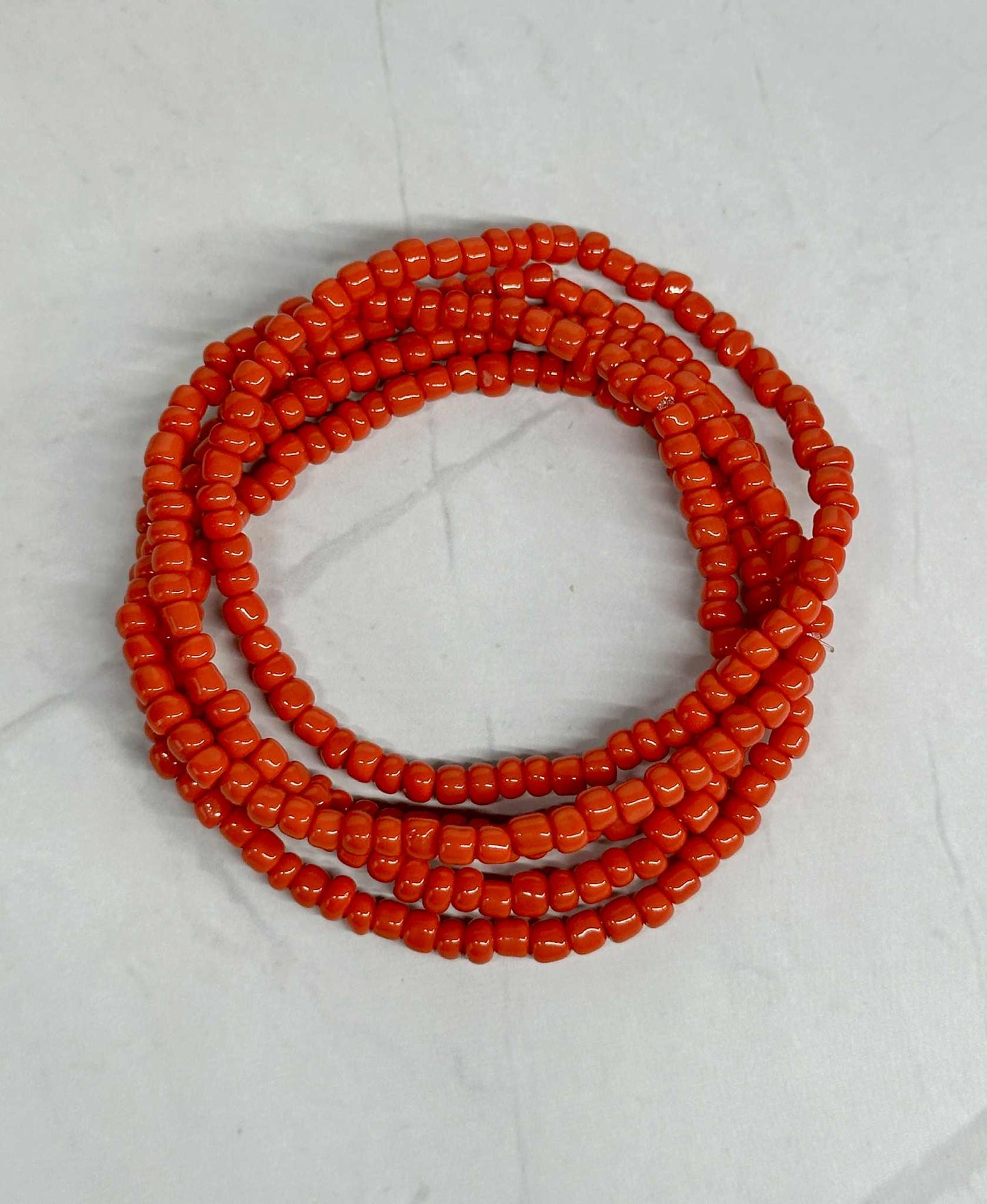 Single Strand Red Seed Bead Stretch Bracelet