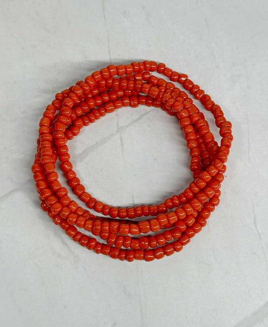 Single Strand Red Seed Bead Stretch Bracelet
