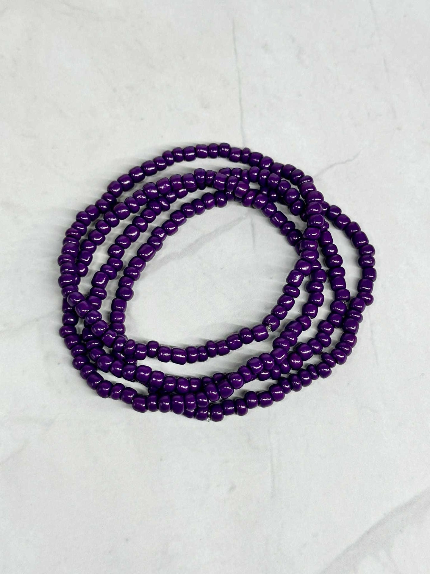 Single Strand Dark Purple Seed Bead Stretch Bracelet