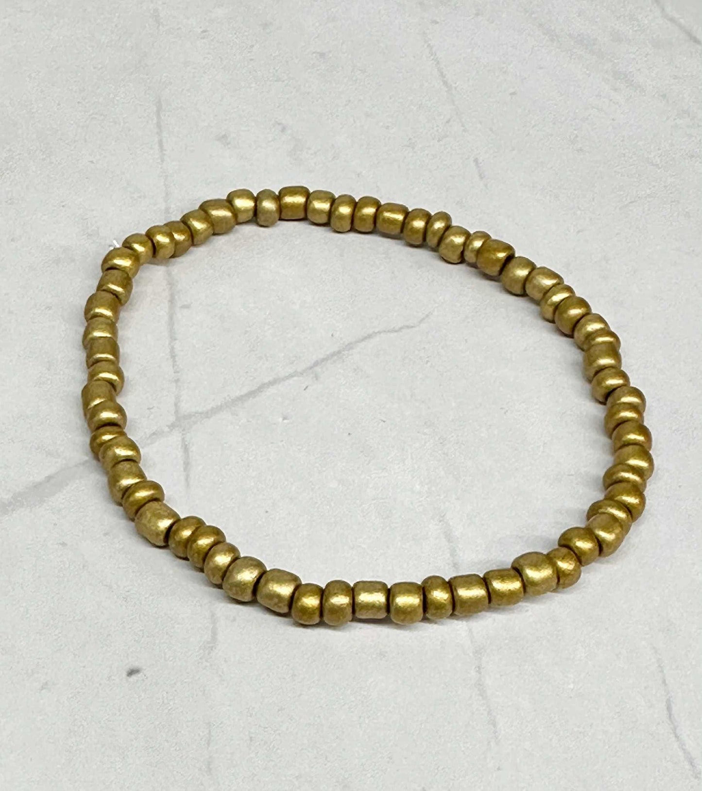 Single Strand Gold Seed Bead Stretch Bracelet
