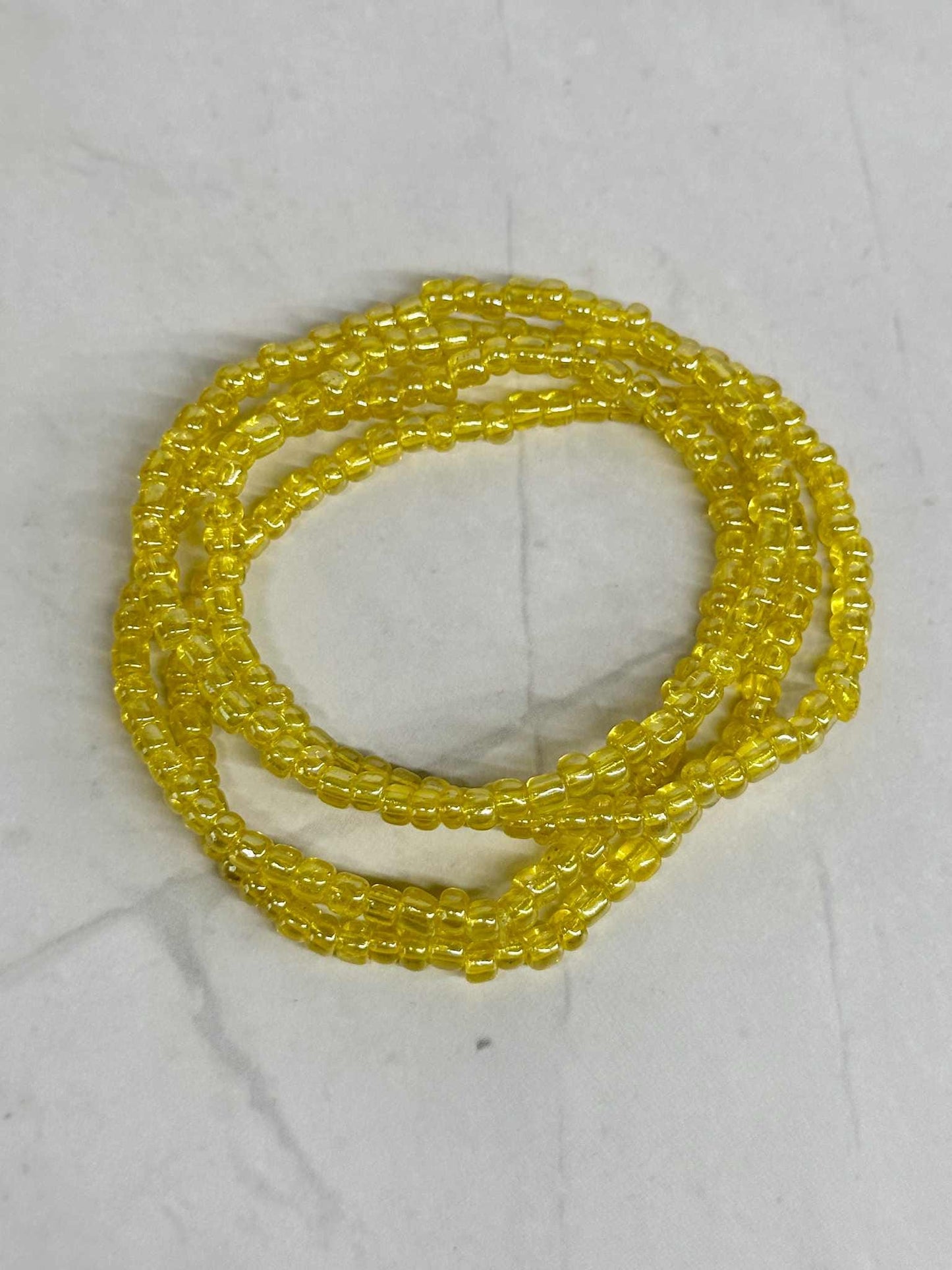 Single Strand Yellow Translucent Seed Bead Stretch Bracelet