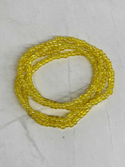 Single Strand Yellow Translucent Seed Bead Stretch Bracelet