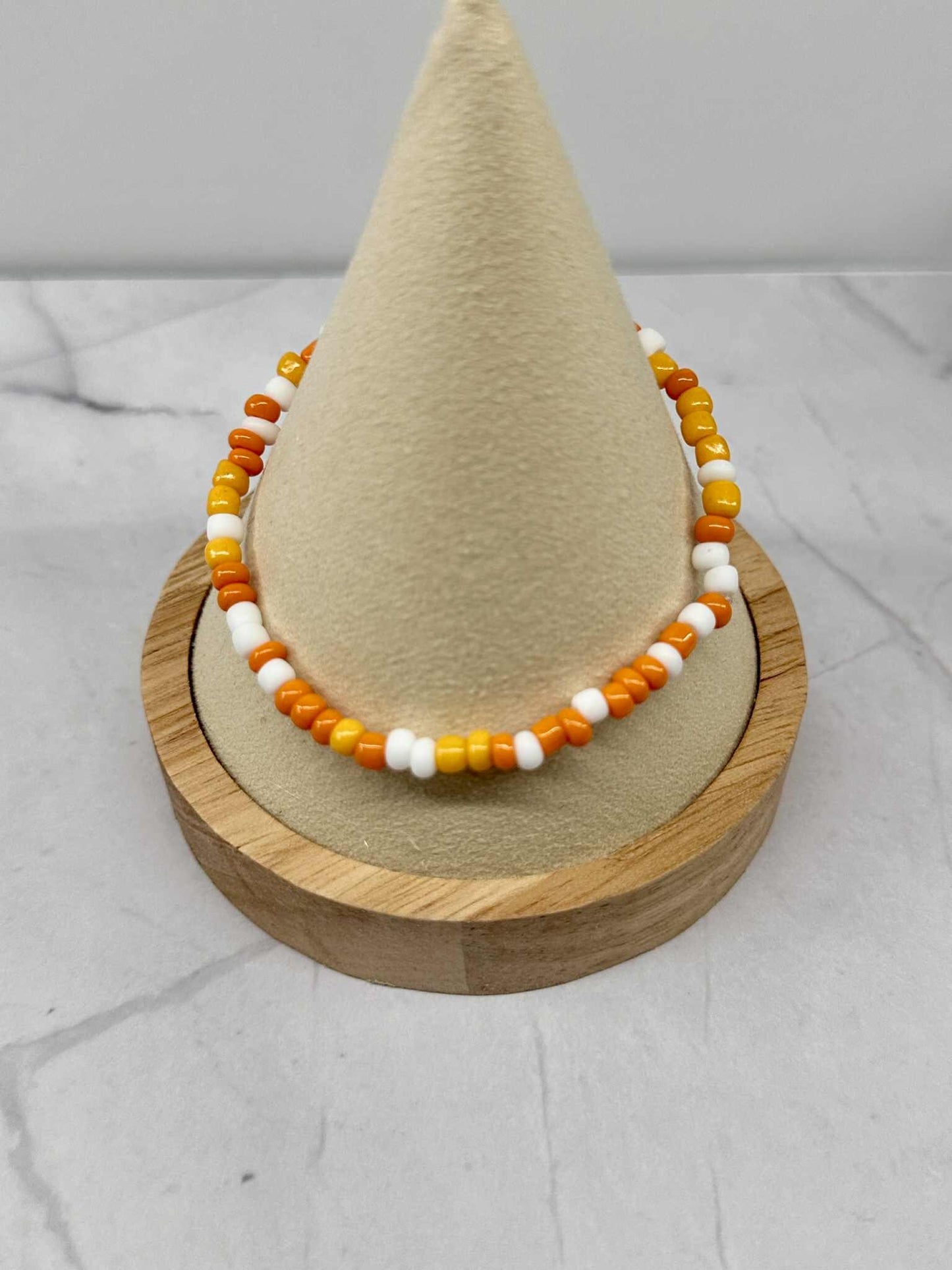Single Strand Candy Corn Seed Bead Bracelet