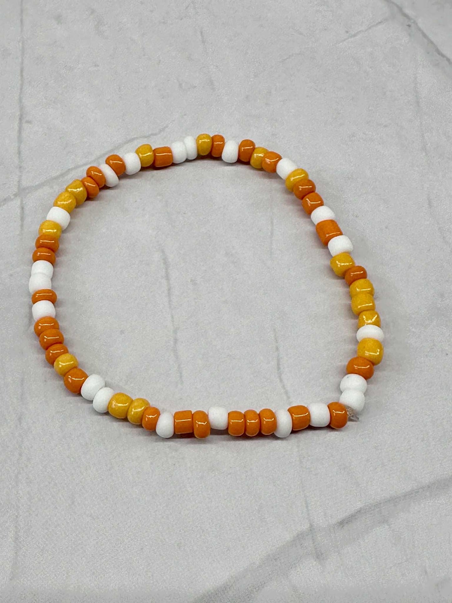 Single Strand Candy Corn Seed Bead Bracelet