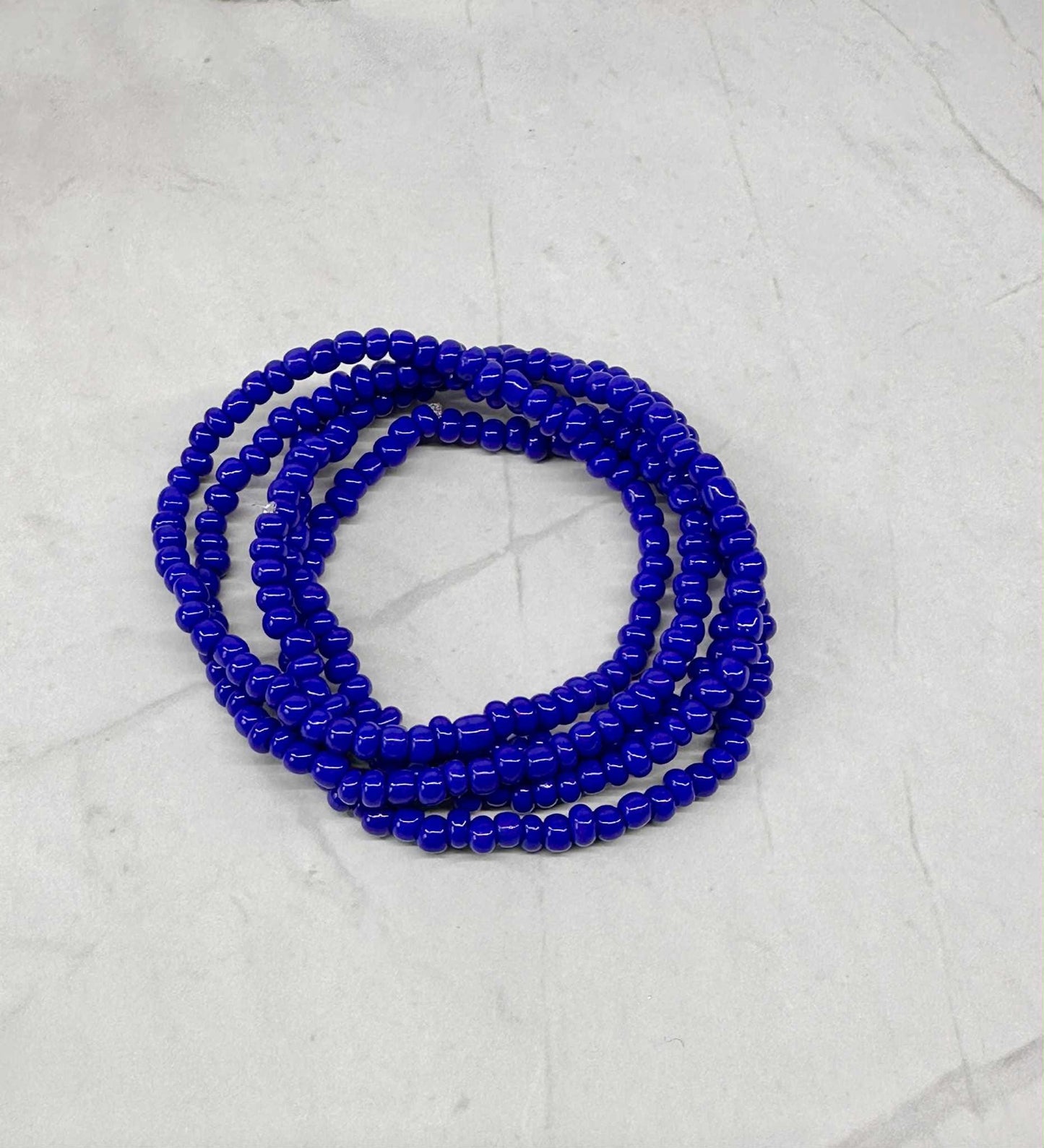 Single Strand Royal Blue Seed Bead Stretch Bracelet