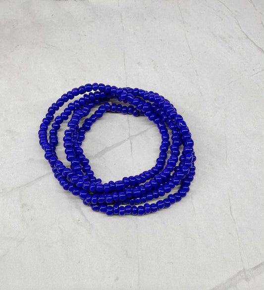 Single Strand Royal Blue Seed Bead Stretch Bracelet