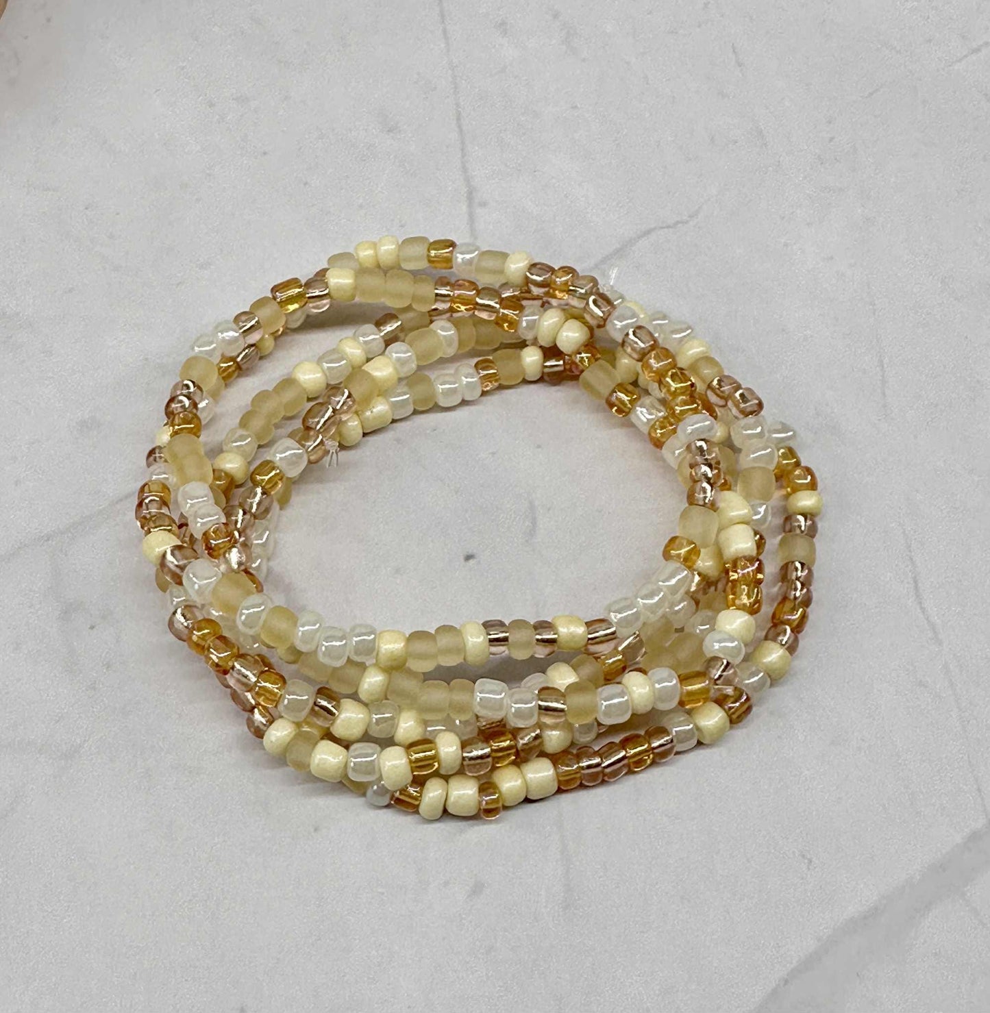 Single Strand Buttercream Multi Seed Bead Bracelet