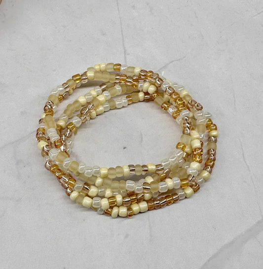 Single Strand Buttercream Multi Seed Bead Bracelet