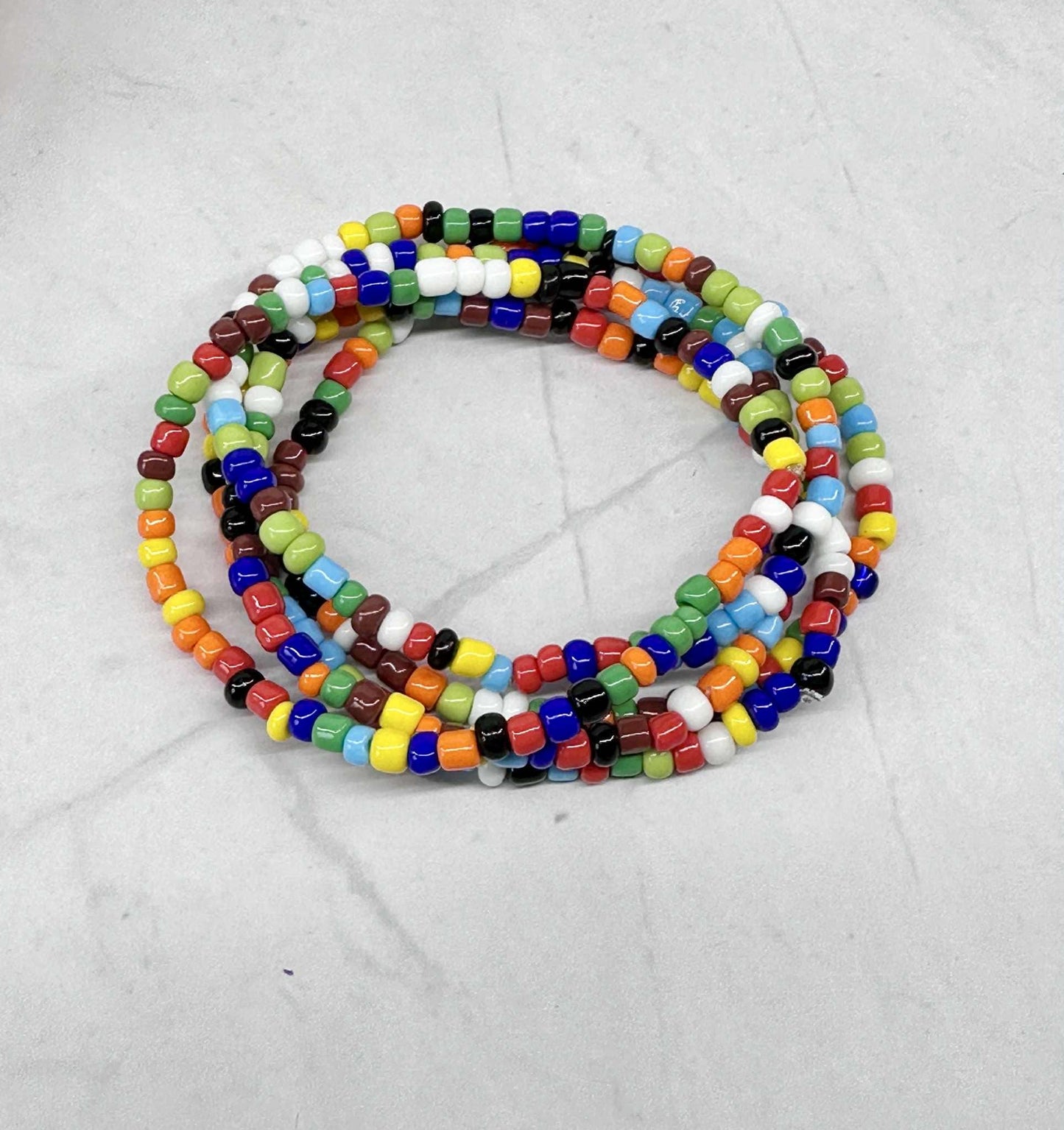 Single Strand Multi Color Seed Bead Stretch Bracelet