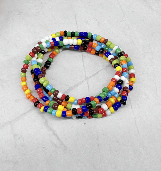 Single Strand Multi Color Seed Bead Stretch Bracelet