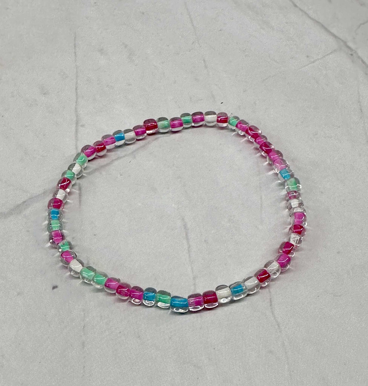 Single Strand Multi Spring Garden Seed Bead Stretch Bracelet