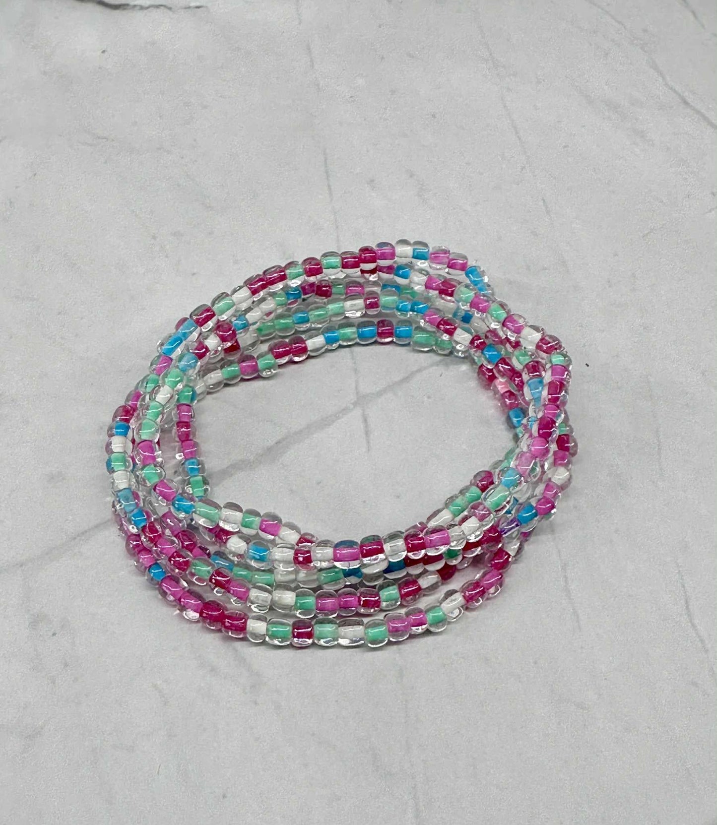 Single Strand Multi Spring Garden Seed Bead Stretch Bracelet