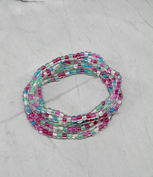 Single Strand Multi Spring Garden Seed Bead Stretch Bracelet