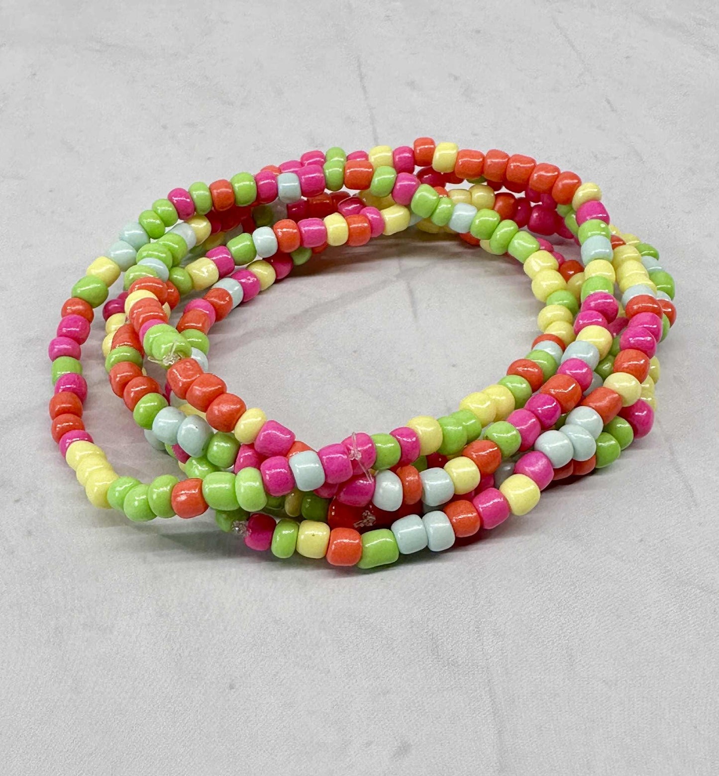 Single Strand Fruity Seed Bead Stretch Bracelet