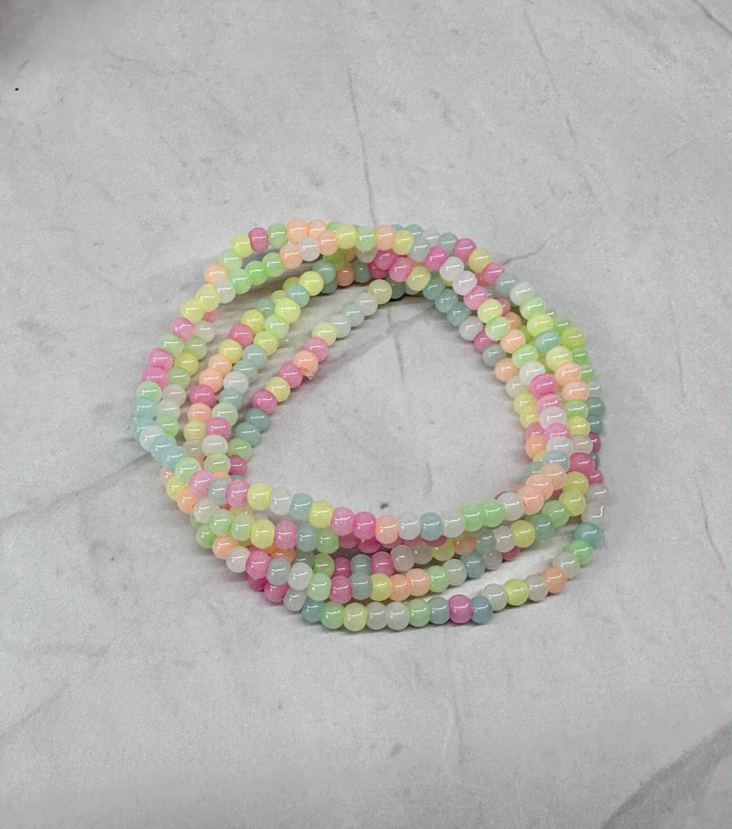 Single Strand Pastel Cat Eye Seed Bead Stretch Bracelet