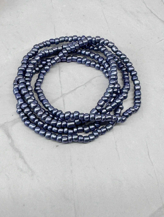Single Strand Metallic Blue/Purple Seed Bead Stretch Bracelet