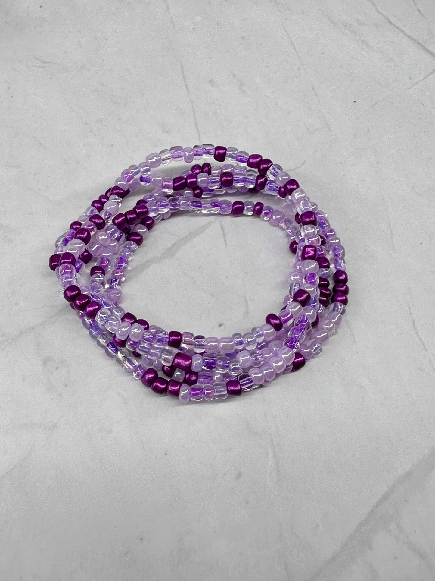 Single Strand Multi Purple Seed Bead Stretch Bracelet