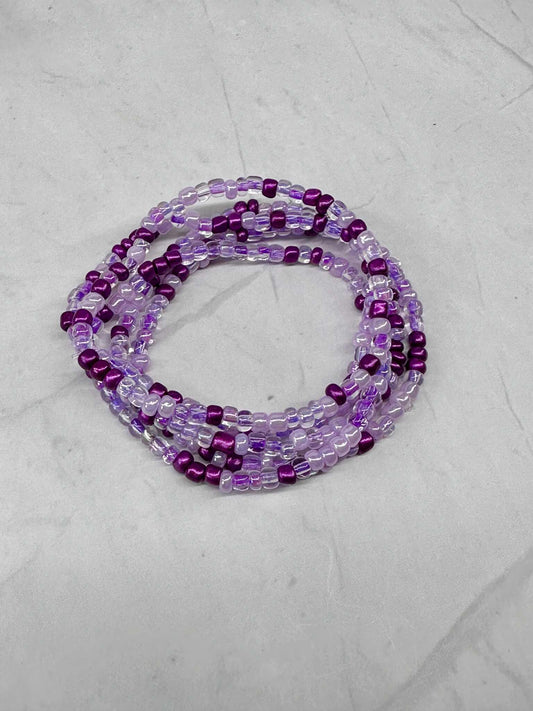 Single Strand Multi Purple Seed Bead Stretch Bracelet