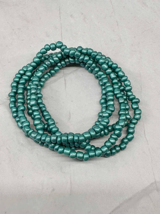 Single Strand Teal Metallic Seed Bead Stretch Bracelet