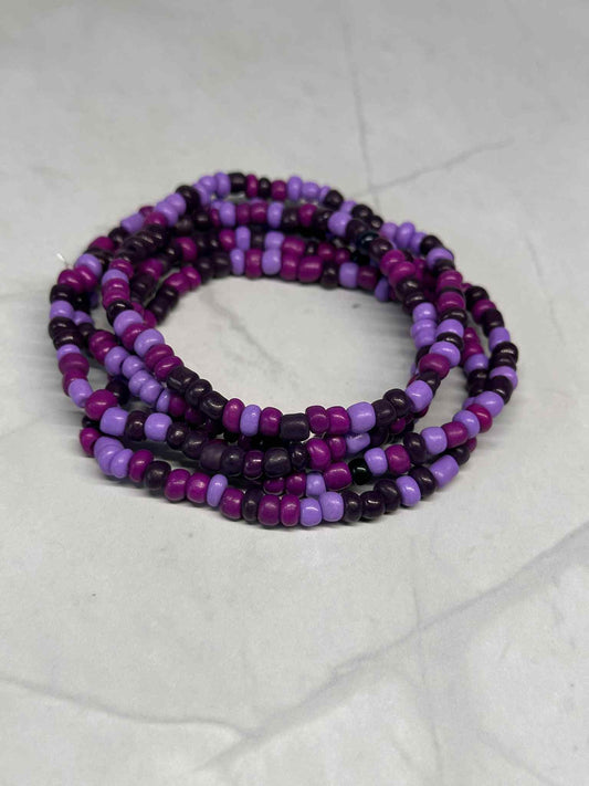 Single Strand Multi Purple Seed Bead Stretch Bracelet
