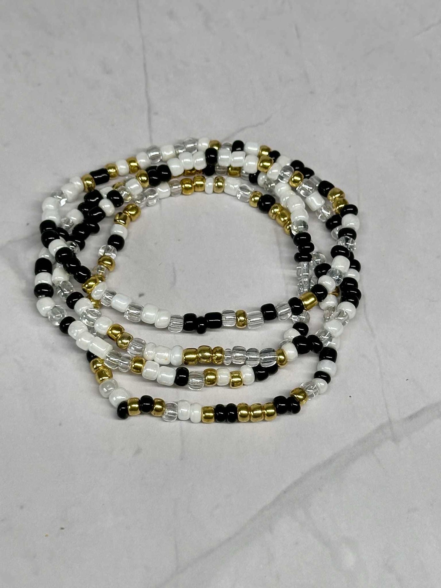 Single Strand Black Tie Seed Bead Bracelet