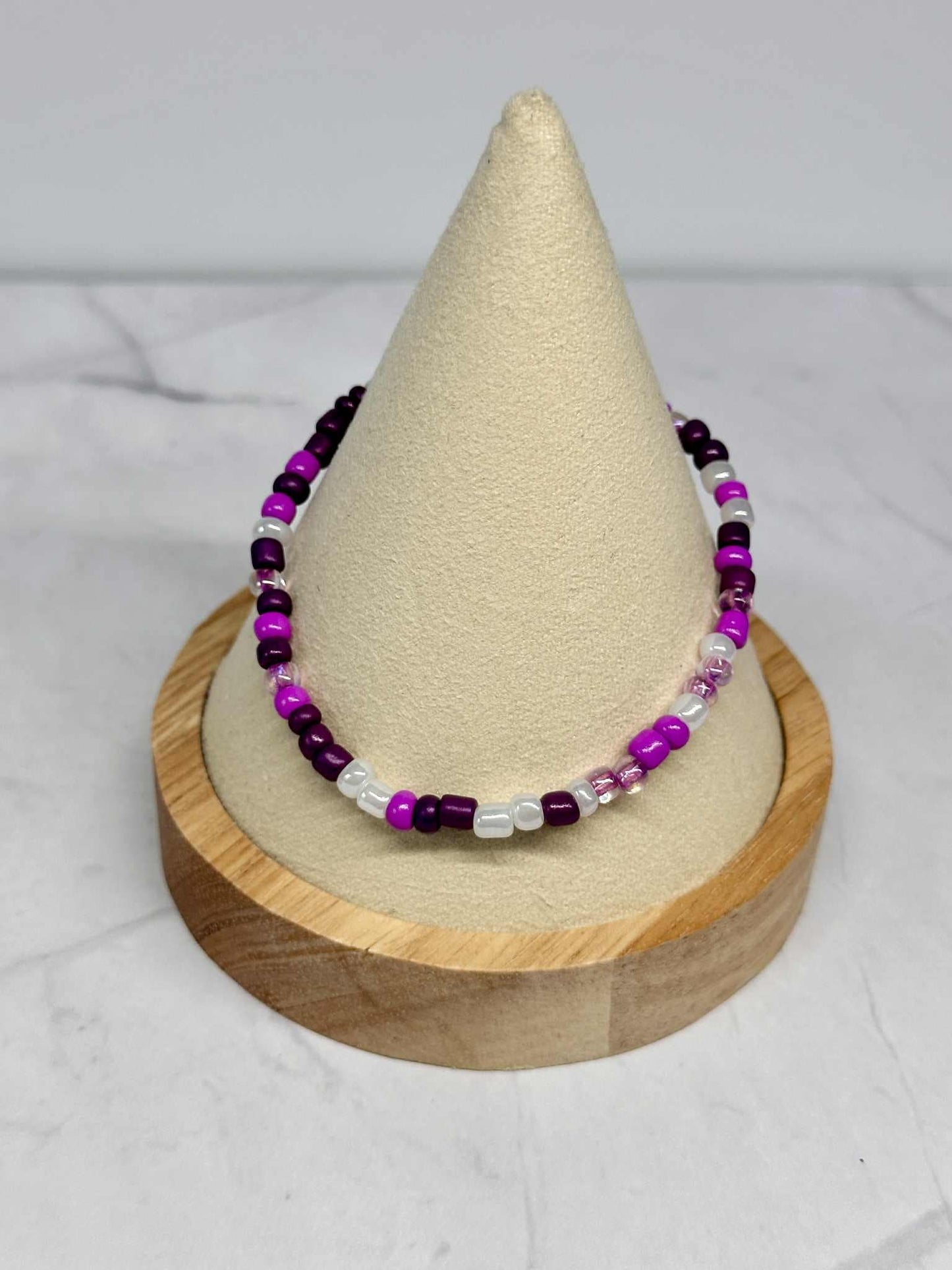 Single Strand Berry Purple Seed Bead Bracelet