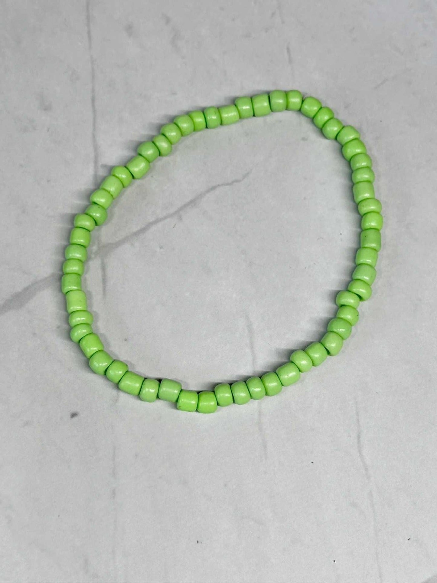 Single Strand Neon Green Seed Bead Bracelet